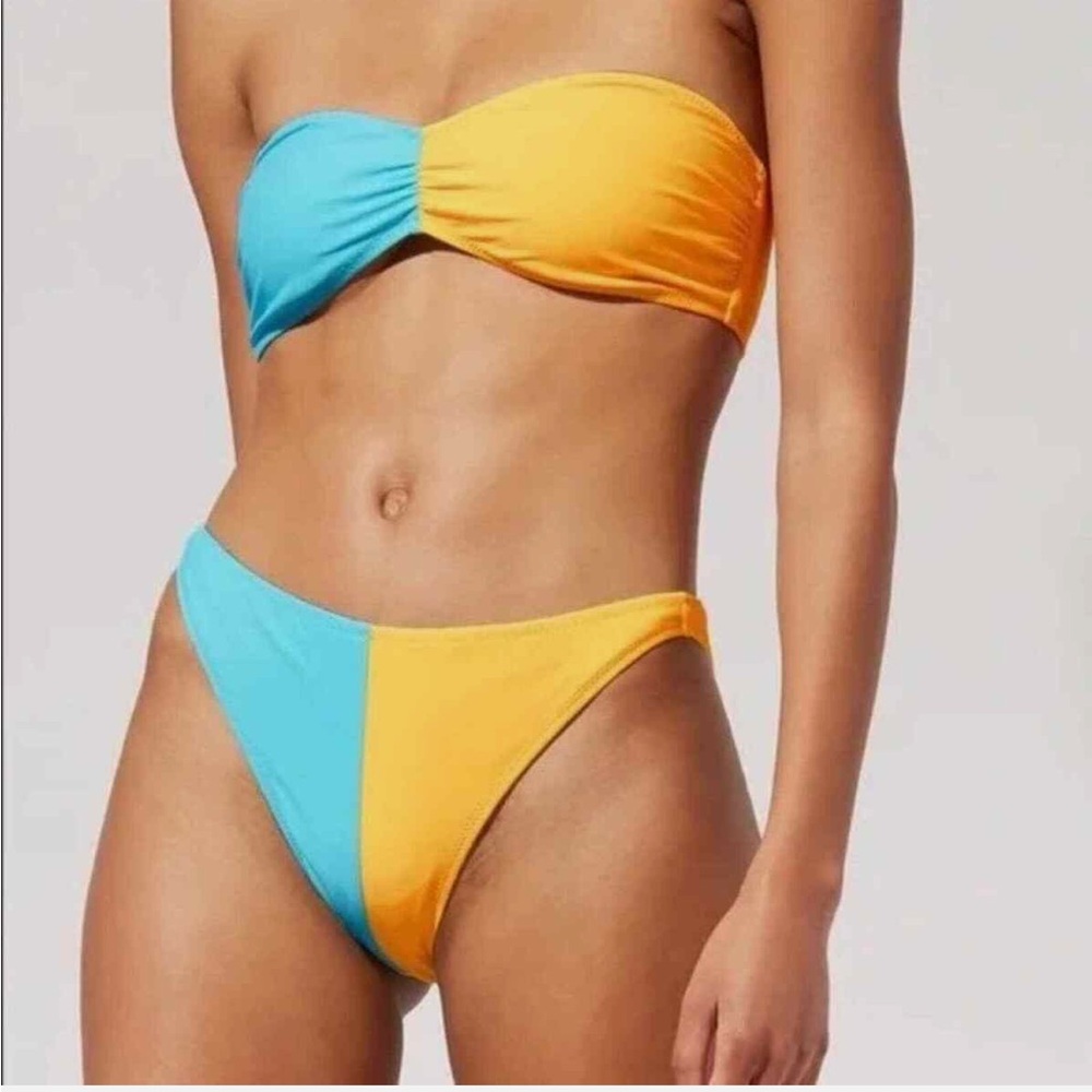 Solid and Striped Color-block Bikini